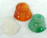 Gem Stone Quartz Chalcedony Agate Carving Buddha Pendant Charms 3pcs