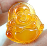 Gem Stone Quartz Chalcedony Agate Carving Buddha Pendant Charms 3pcs