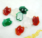 Natural Gem Stone Quartz Crystal Chalcedony Agates Fox Charm Pendant