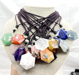Gem Stone Quartz Crystal Fluorite Aventurine Star of David Pendant Charms