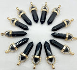 Golden Quartz Crystal Alloy Hexagonal Pendant Reiki Pendulum 24pcs