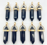 Golden Quartz Crystal Alloy Hexagonal Pendant Reiki Pendulum 24pcs