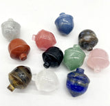 Gem Stone Quartz Lapis Hazelnut Carved Pine Cones Pendant Charms Jewelry
