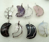 Quartz Crystal Moon Tree Of Life Pendant Reiki Jewelry