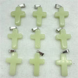 12Pcs Quartz Crystal Fluorescence Cross Pendants for DIY Jewelry