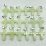 12Pcs Quartz Crystal Fluorescence Cross Pendants for DIY Jewelry