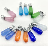 Gem Stone Quartz Opal Cat's Eye Pendants Charms for DIY Jewelry Making