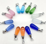 Gem Stone Quartz Opal Cat's Eye Pendants Charms for DIY Jewelry Making