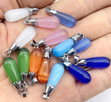 Gem Stone Quartz Opal Cat's Eye Pendants Charms for DIY Jewelry Making