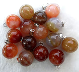 Gem Stone Quartz Crystal Turquoise Tiger Eye Ball Pendant DIY Jewelry 24pcs