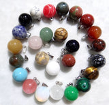 Gem Stone Quartz Crystal Turquoise Tiger Eye Ball Pendant DIY Jewelry 24pcs