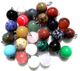 Gem Stone Quartz Crystal Turquoise Tiger Eye Ball Pendant DIY Jewelry 24pcs