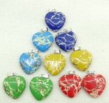 Gem Stone Quartz Crystal Heart Pendants DIY Necklace Accessories