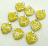 Gem Stone Quartz Crystal Heart Pendants DIY Necklace Accessories