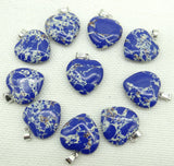 Gem Stone Quartz Crystal Heart Pendants DIY Necklace Accessories