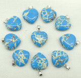 Gem Stone Quartz Crystal Heart Pendants DIY Necklace Accessories