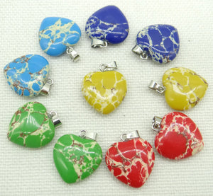 Gem Stone Quartz Crystal Heart Pendants DIY Necklace Accessories