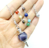7 Chakra Reiki Healing Pendulum Pendant - Amethyst Quartz Crystal