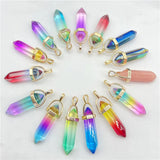 Quartz Multicolored Crystal Pendulum Pendants 24Pcs