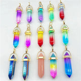 Quartz Multicolored Crystal Pendulum Pendants 24Pcs