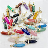 Pink Crystal Hexagonal Pendulum Reiki Pendant DIY Jewelry 15Pcs