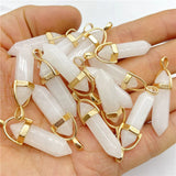 Pink Crystal Hexagonal Pendulum Reiki Pendant DIY Jewelry 15Pcs
