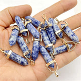 Pink Crystal Hexagonal Pendulum Reiki Pendant DIY Jewelry 15Pcs