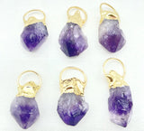 Natural Quartz Yellow Crystal Amethyst Geode Pendant 3Pcs