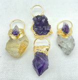 3Pcs Natural Gem Stone Irregular Shape Pendants for DIY Jewelry