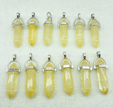 Quartz Yellow Crystal Fluorite Citrine Hexagonal Pendulum Reiki Charm Pendants