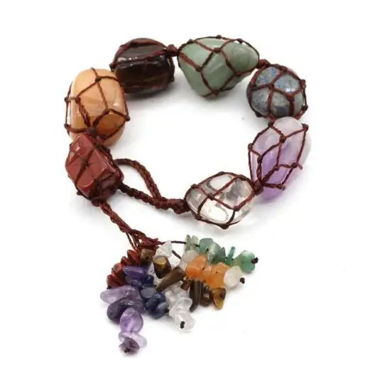 7 Chakras Quartz Crystal Tassel Pendant for Healing Reiki