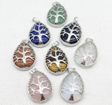 Tiger Eye Quartz Pendant Silver Tree Of Life Reiki Necklace