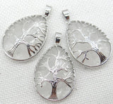 Tiger Eye Quartz Pendant Silver Tree Of Life Reiki Necklace
