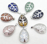 Tiger Eye Quartz Pendant Silver Tree Of Life Reiki Necklace