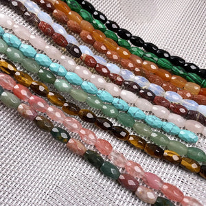 Tiger Eye Opal Beads Faceted Rice Shape Crystal Agates Loose Beads