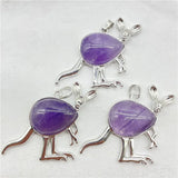 Quartz Crystal Tiger Eye Kangaroo Silver Pendant 12 Pcs
