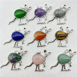 Quartz Crystal Tiger Eye Kangaroo Silver Pendant 12 Pcs