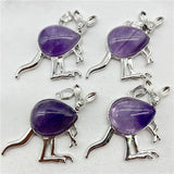 Quartz Crystal Tiger Eye Kangaroo Silver Pendant 12 Pcs