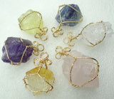 Yellow Crystal Fluorite Pendant - Reiki Healing Chakra Jewelry