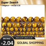Yellow Tiger Eye Round Loose Beads 4-16MM for DIY Jewelry Making