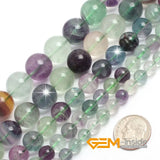 Fluorite Round Loose Beads 15in Strand 4-12mm