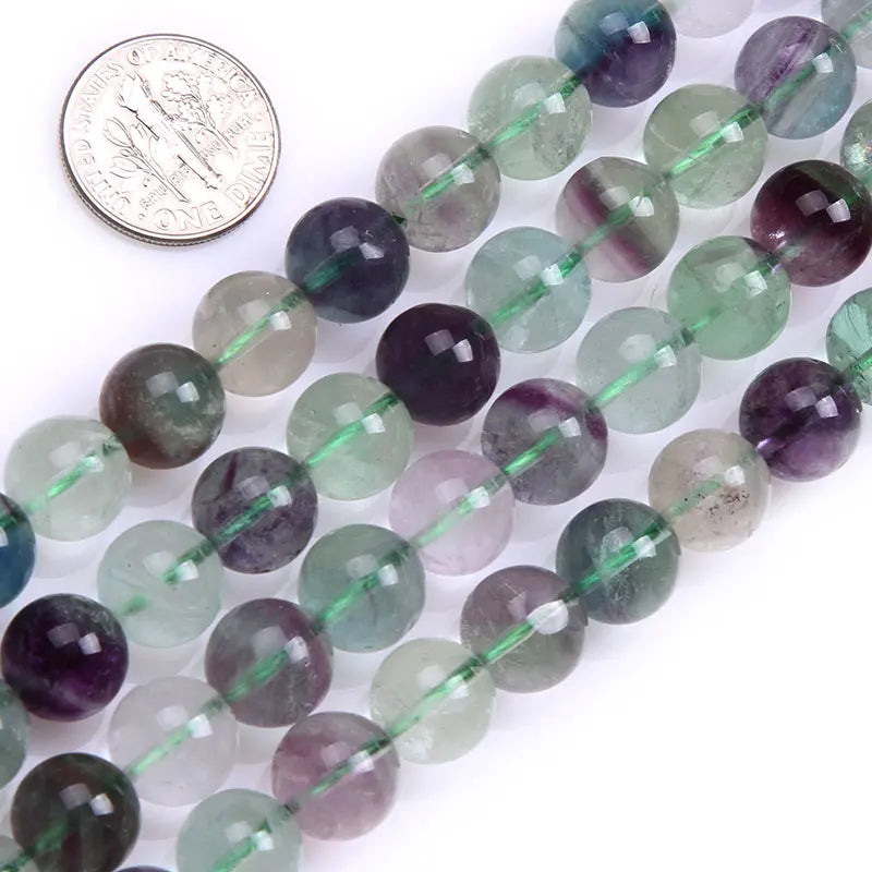 Fluorite Round Loose Beads 15in Strand 4-12mm