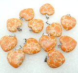 Gem Stone Quartz Crystal Tiger Eye Opal Heart Pendants