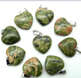 Gem Stone Quartz Crystal Tiger Eye Opal Heart Pendants