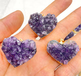 Amethyst Rough Slab Geode Heart Pendant 4pcs
