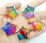 Gemstone Quartz Rainbow Crystal Pendants DIY Jewelry Making 6pcs