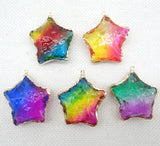 Gemstone Quartz Rainbow Crystal Pendants DIY Jewelry Making 6pcs