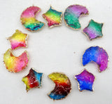 Gemstone Quartz Rainbow Crystal Pendants DIY Jewelry Making 6pcs