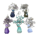 Gem Bead Chain Perfume Bottle with Rose Quartz Amethyst Pendant