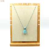 Gem Bead Chain Perfume Bottle with Rose Quartz Amethyst Pendant